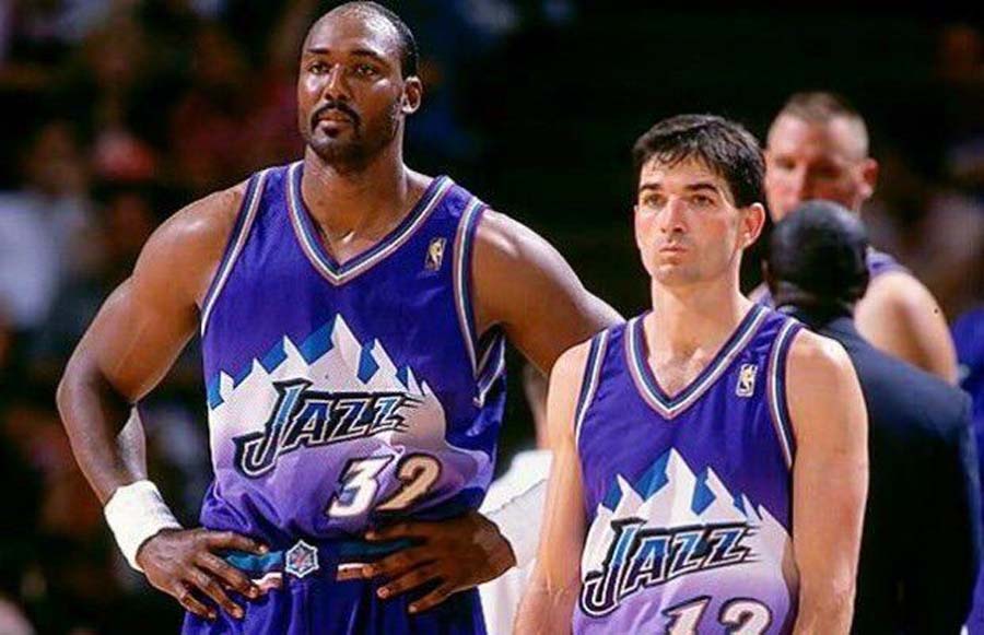 A dupla Karl Malone e John Stockton do Utah Jazz